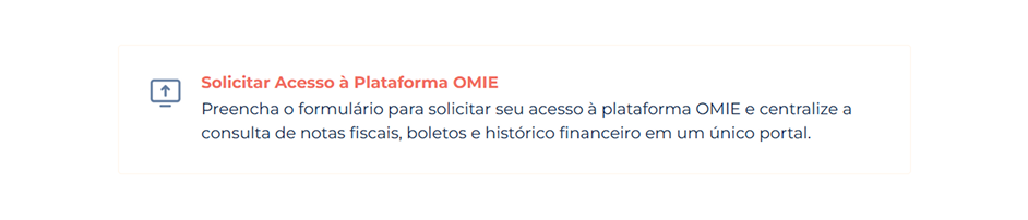 Opção Solicitar Acesso à Plataforma OMIE